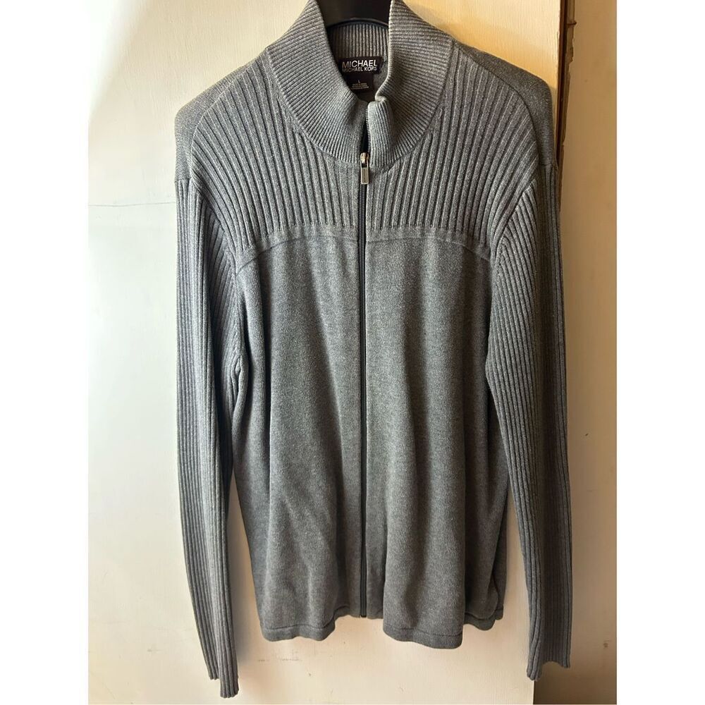 Michael Michael Kors ribbed men’s sweater zipper‎ gray rn#11818